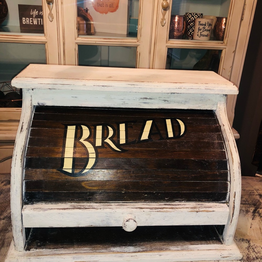 Vintage distressed bread box.